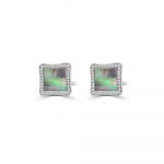 Black Mother of Pearl Diamond Square Cufflinks in 18K White Gold