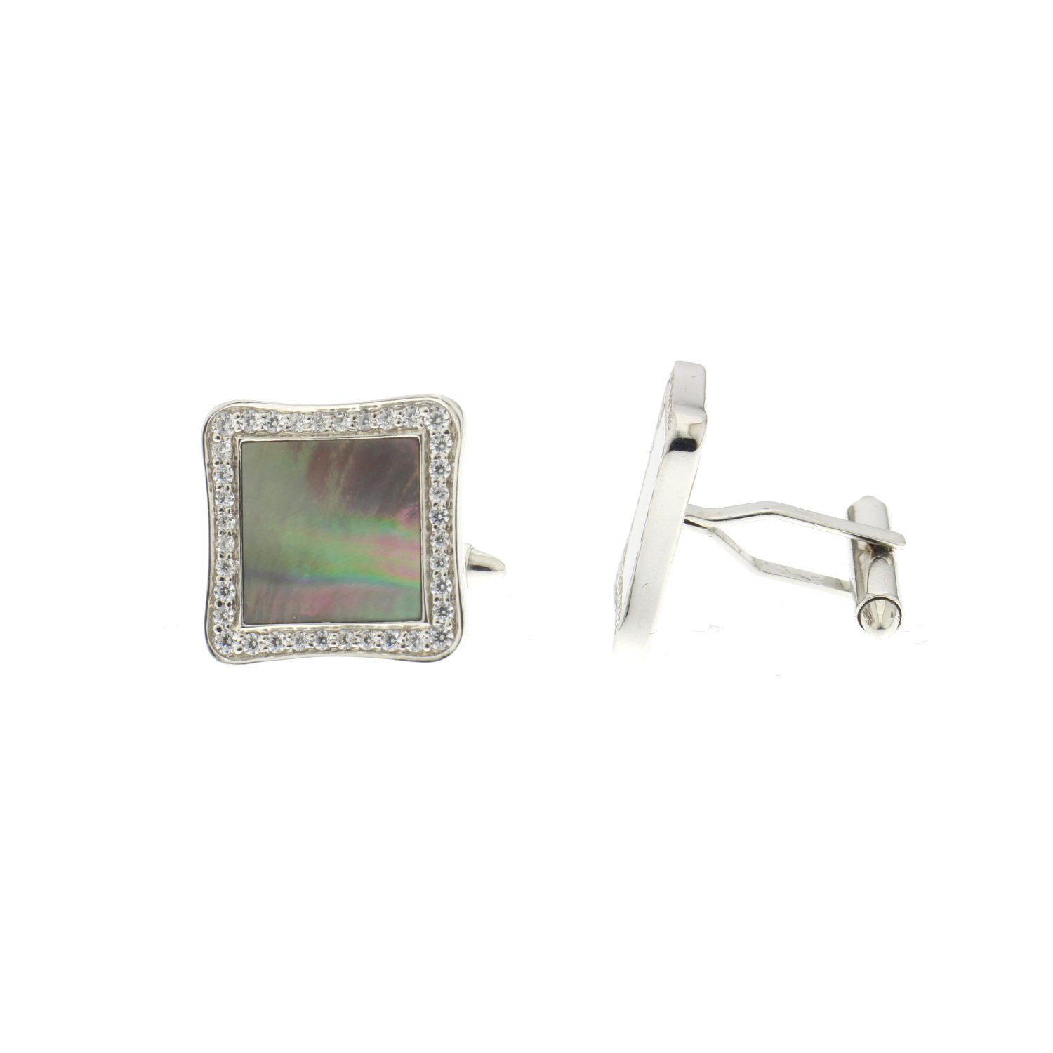 Black Mother of Pearl Diamond Square Cufflinks