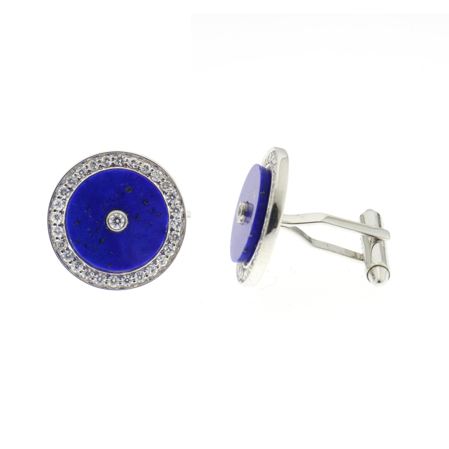 Lapis Lazuli Diamond Round Cufflinks