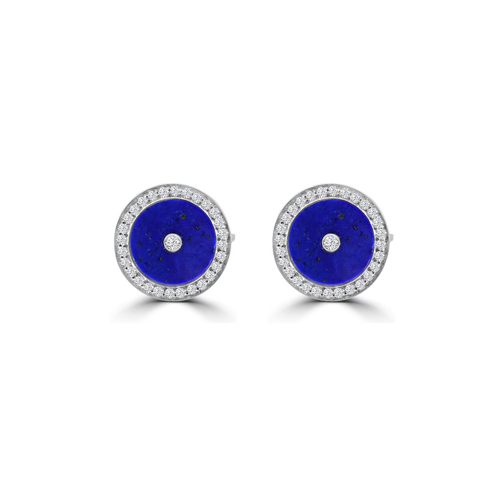 Lapis Lazuli Diamond Round Cufflinks