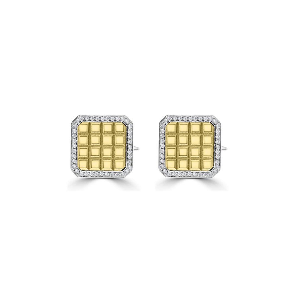 Square Grid Diamond Cufflinks in 18K White Gold