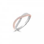 Diamond Wave Crossover Matching Ring in 18K White Gold, 18K Rose Gold