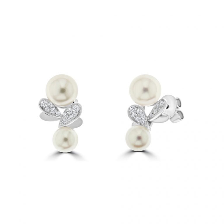Akoya Pearl Diamond Stud Earrings