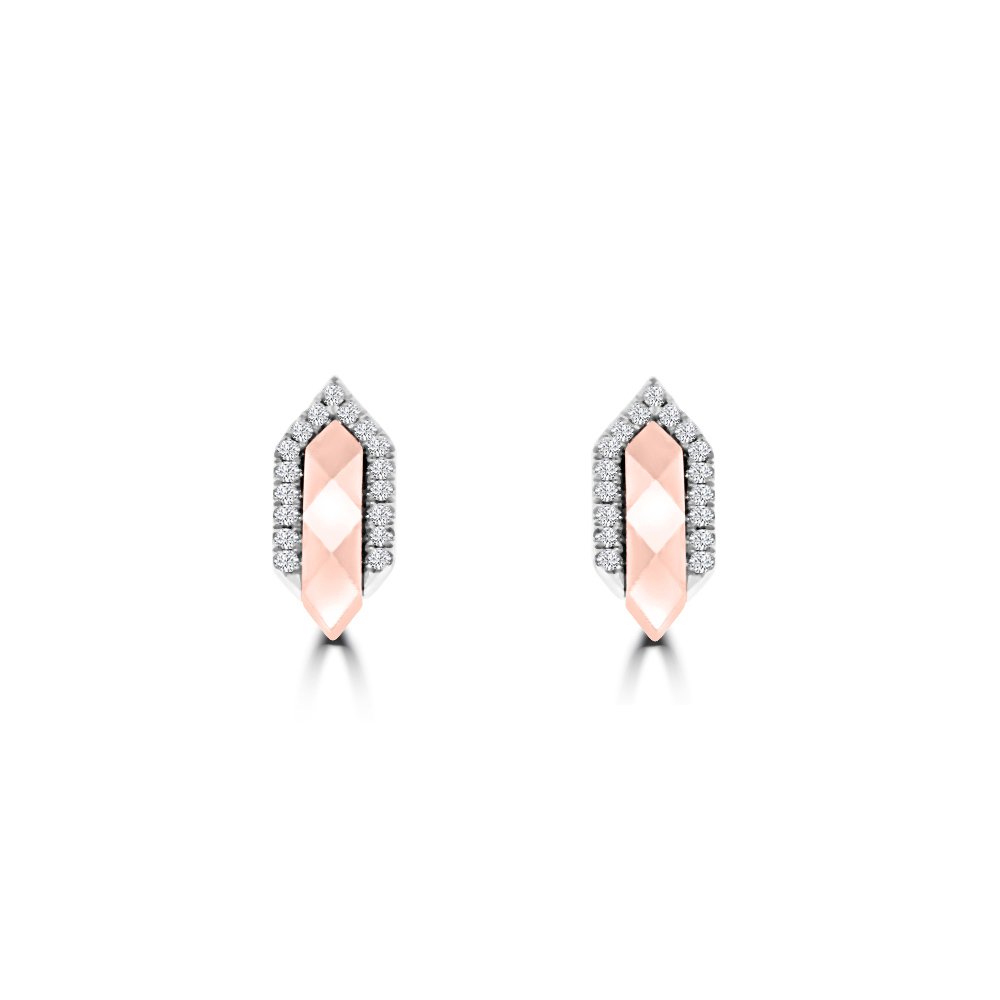 Diamond Pavé Geometric Stud Earrings