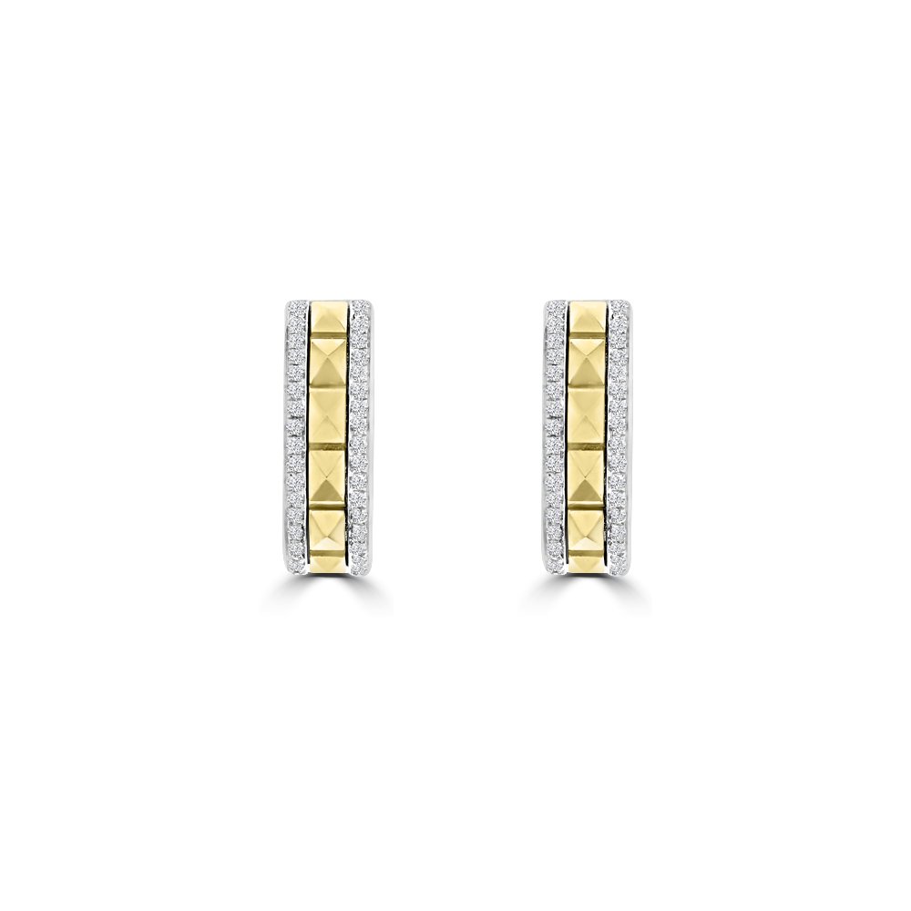 Diamond Pyramid Stud Huggie Earrings