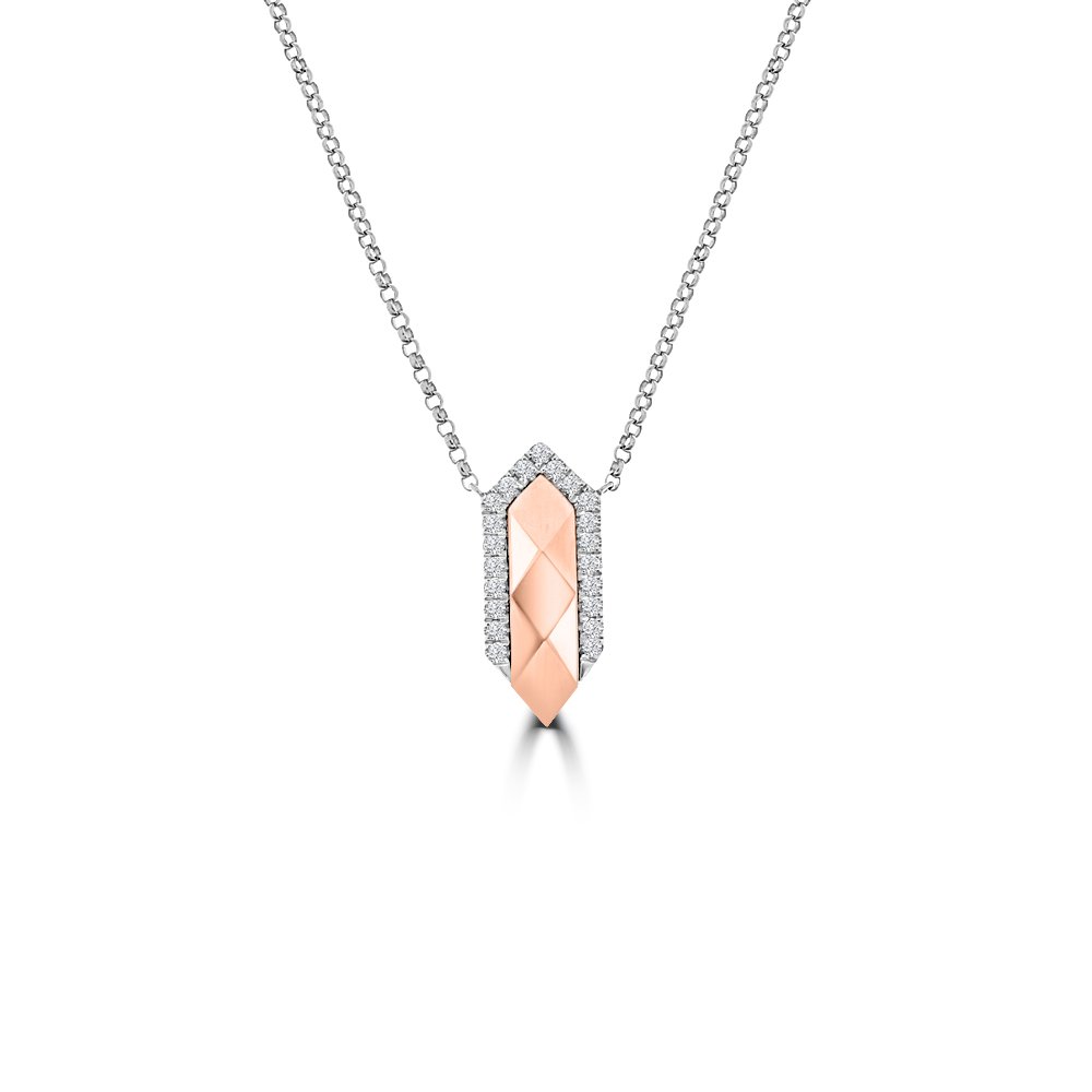 Diamond Pavé Geometric Pendant with Chain