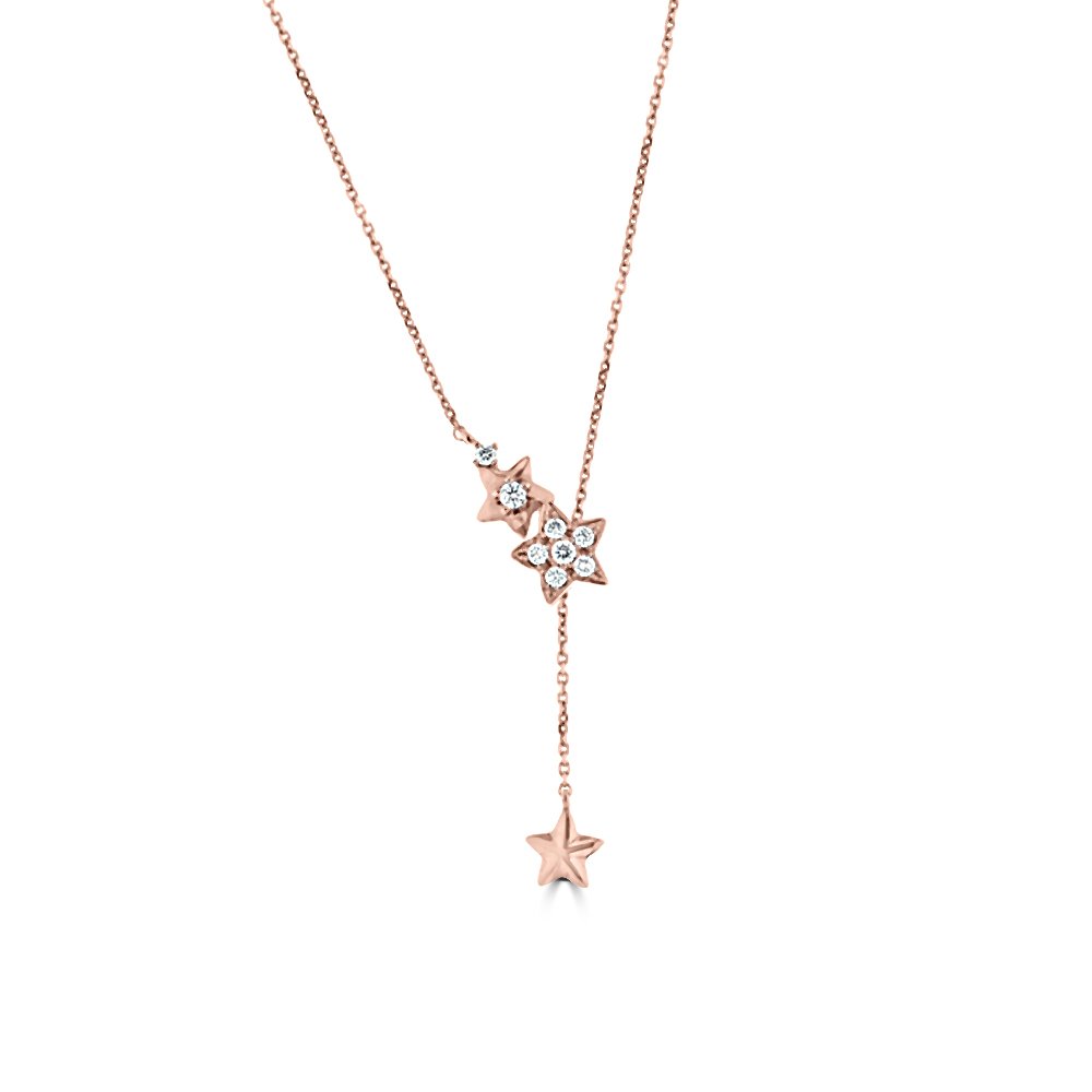 Diamond Stars Drop Pendant with Chain