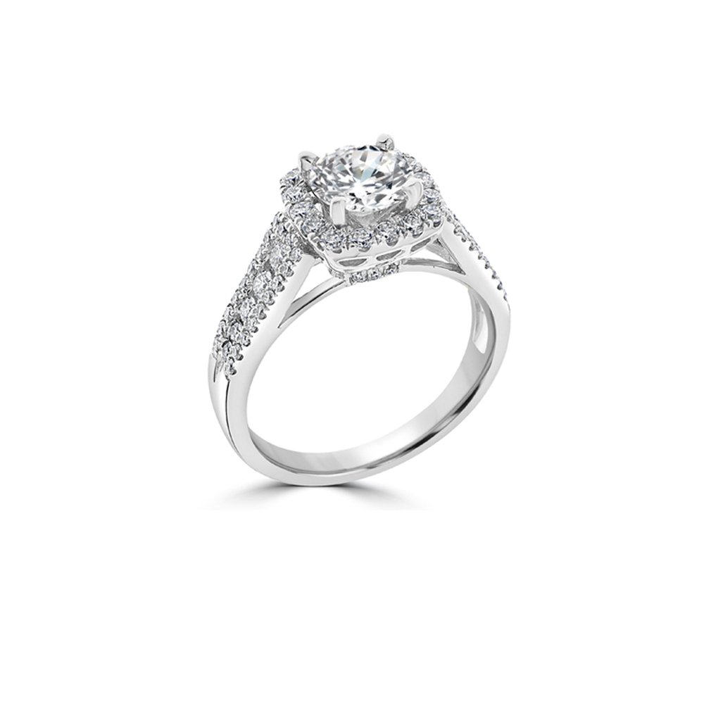 Diamond Cushion Halo Engagement Ring
