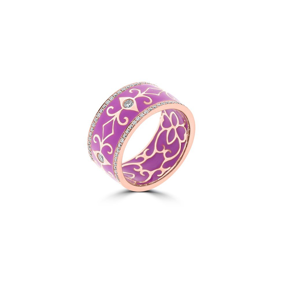 Diamond Enamel Floral Filigree Ring