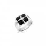 Black Agate Cross Diamond Ring