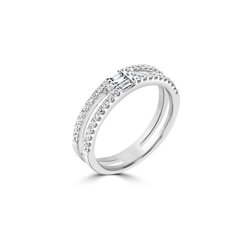 Baguette Diamond Double Row Ring