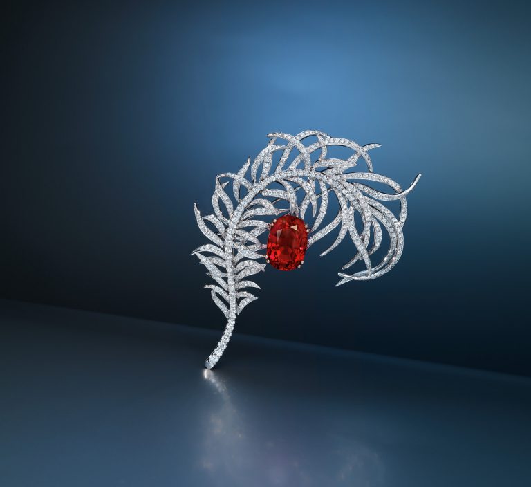 feather ruby diamond brooch - jewellery manufacturer