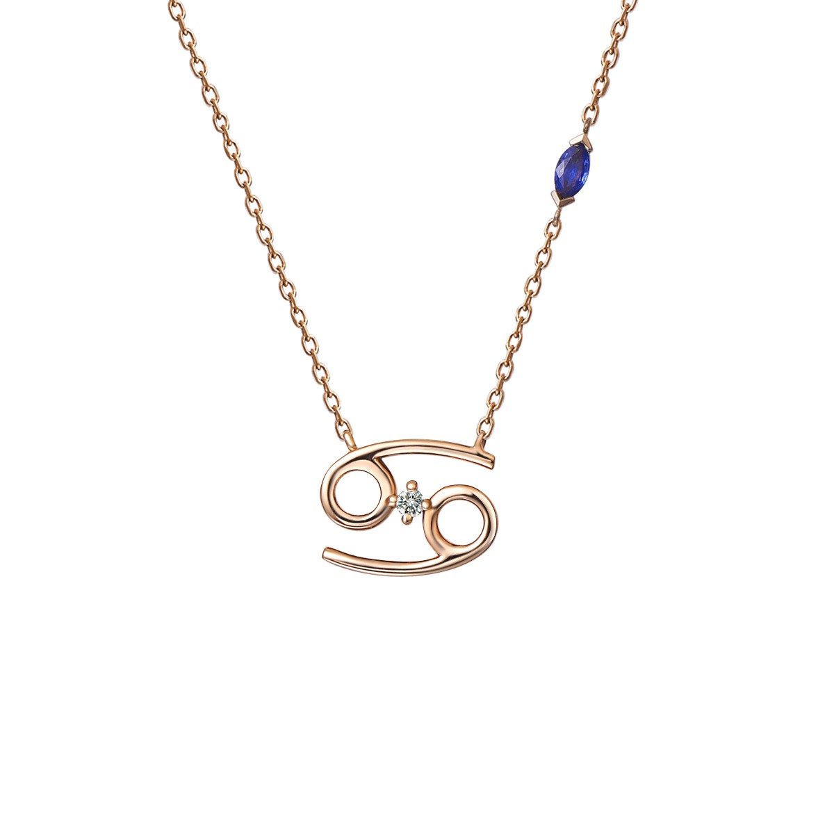 Sapphire Diamond Cancer Pendant with Chain