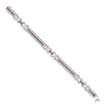 Ruby Diamond Vintage Links Bracelet in 18K White Gold