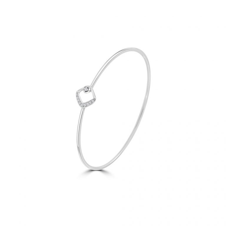 Diamond Open Geometric Bangle in 18K White Gold