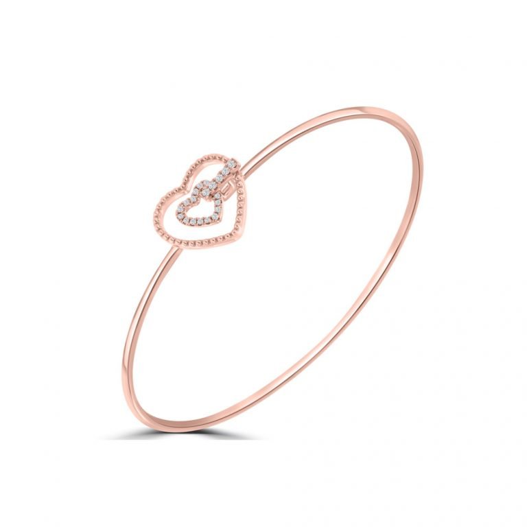 Diamond Open Heart Bangle in 18K Rose Gold
