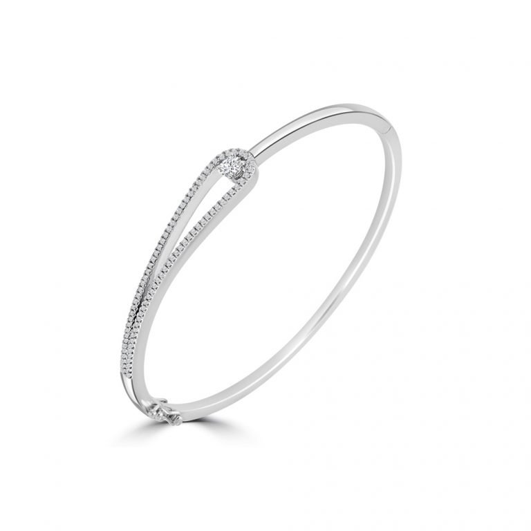 Diamond Teardrop Bangle in 18K White Gold