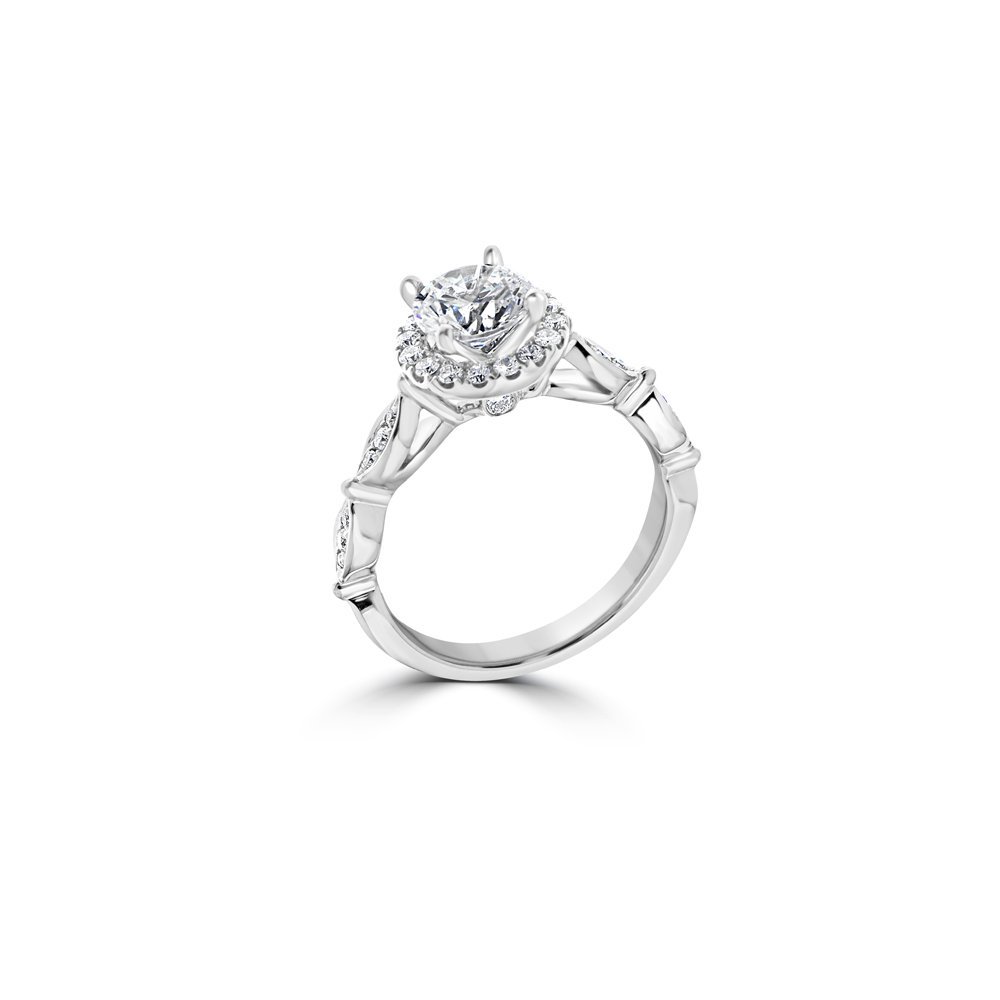 Diamond Halo Eyelet Engagement Ring