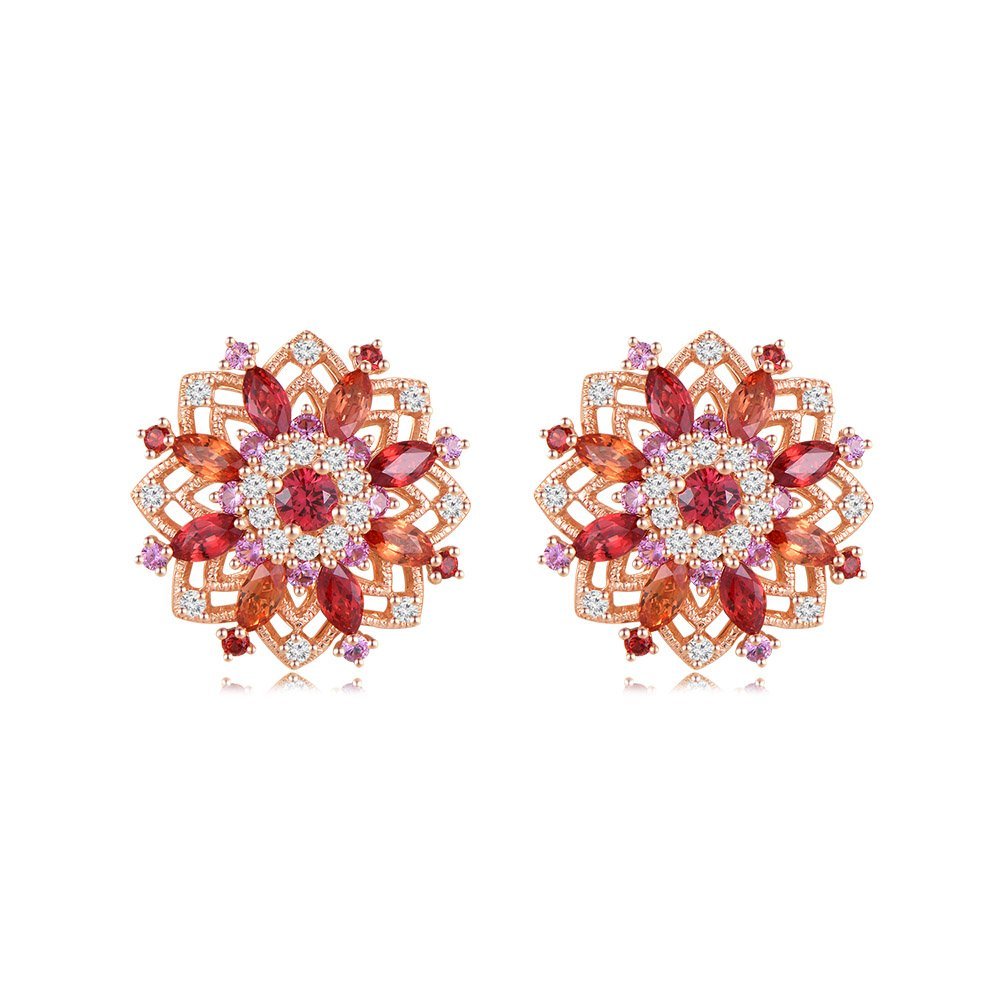 Multicolour Sapphire Diamond Kaleidoscope Earrings in 18K Rose Gold
