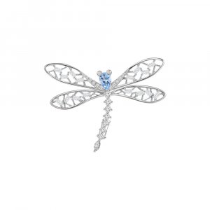 Aquamarine Diamond Dragonfly Brooch