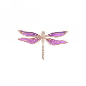 Diamond Enamel Dragonfly Brooch