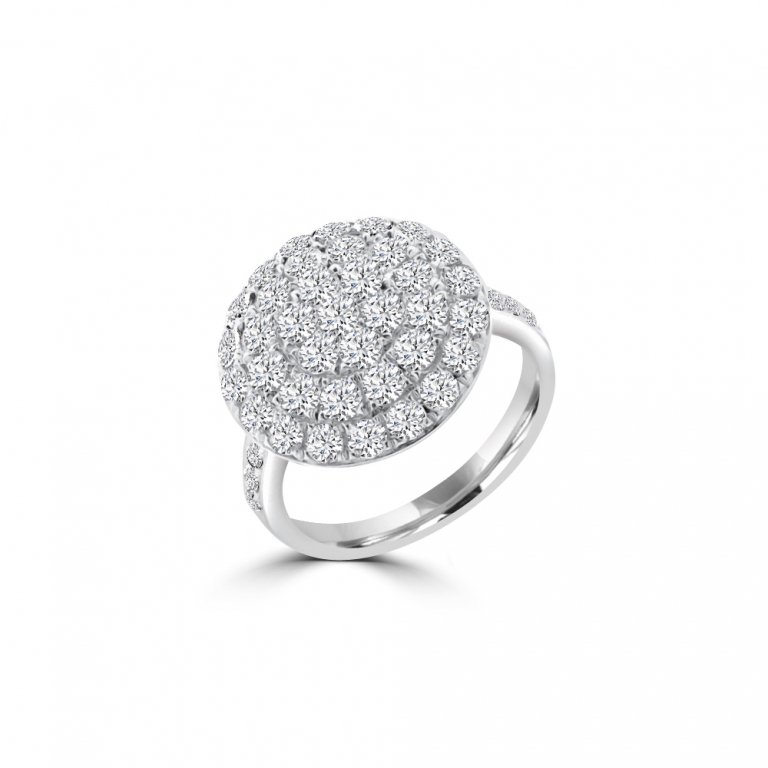 Diamond Pavé Disc Ring in 18K White Gold