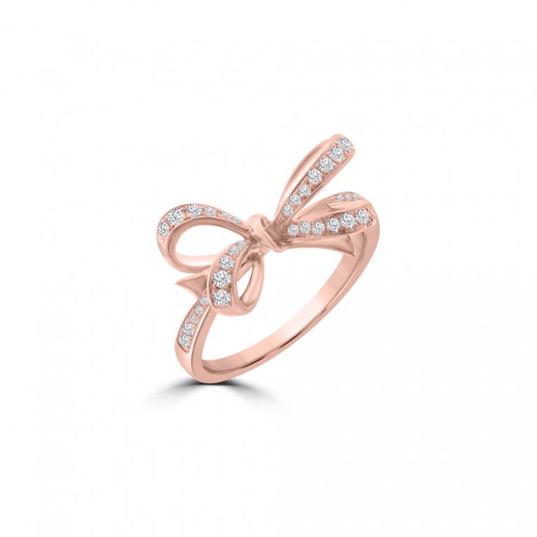 Diamond Bow Ring in 18K Rose Gold