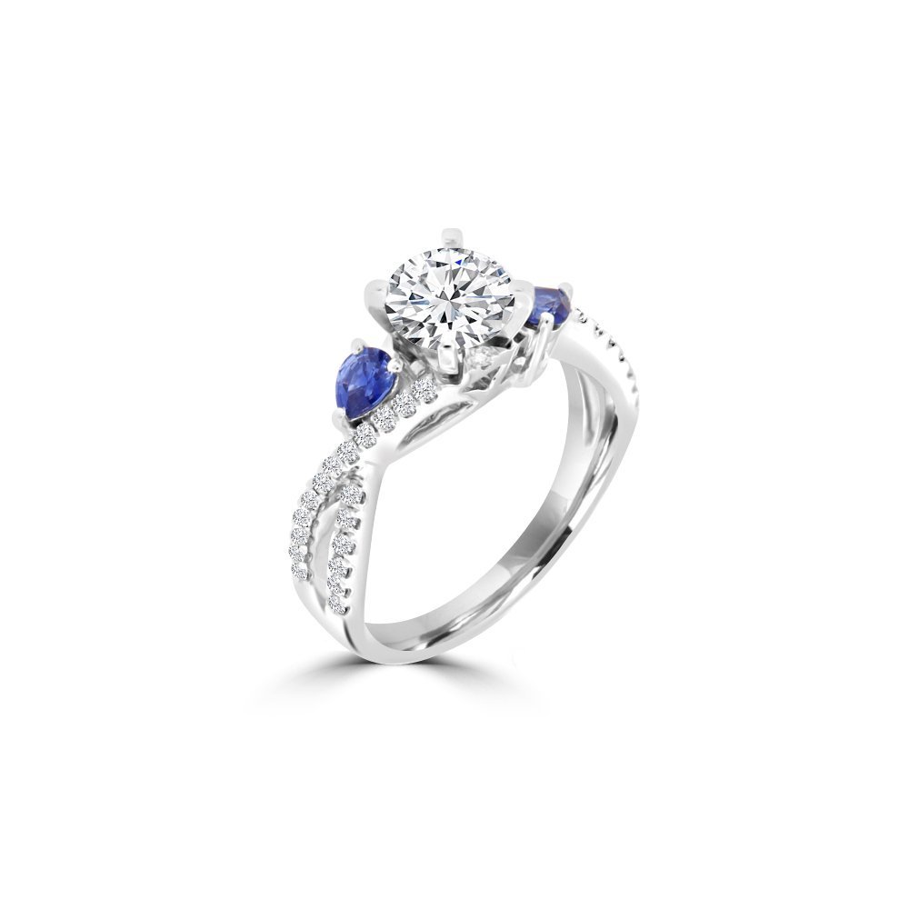 Sapphire Diamond Twist Band Engagement Ring