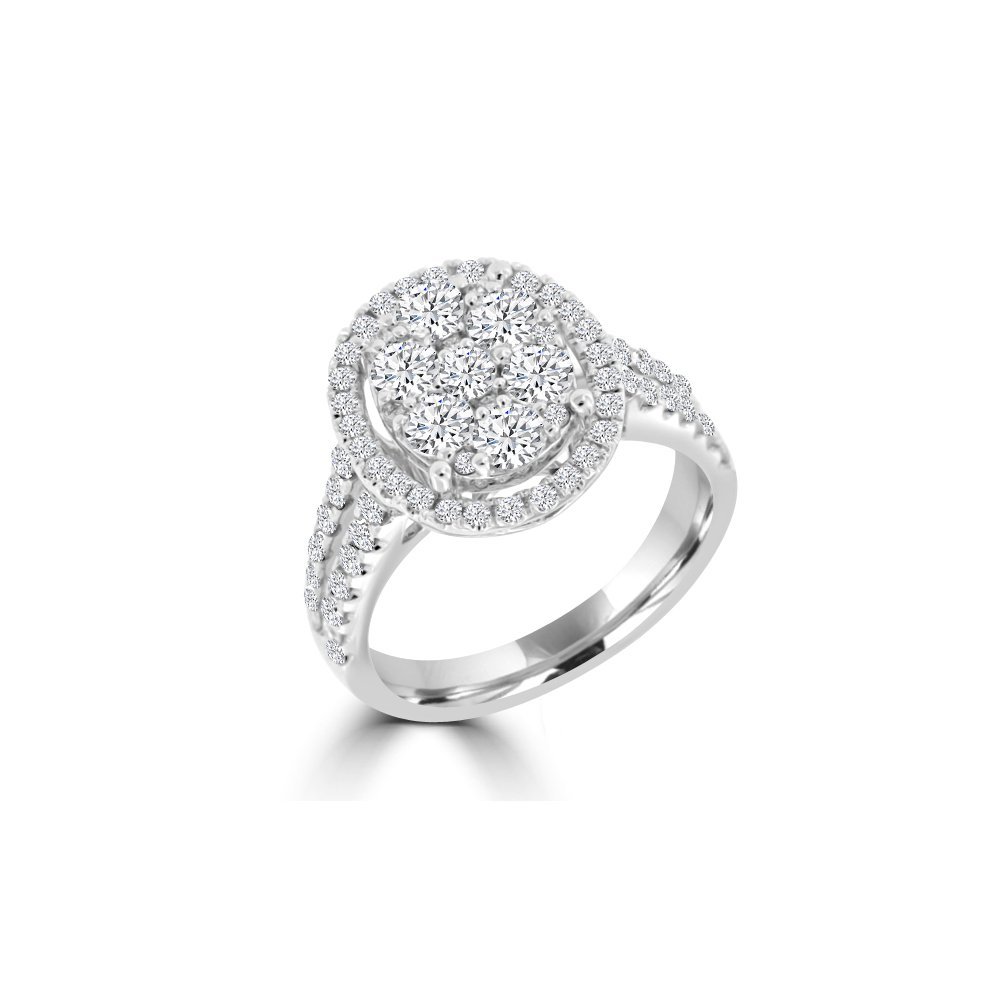 Diamond Cluster Halo Split Shank Ring