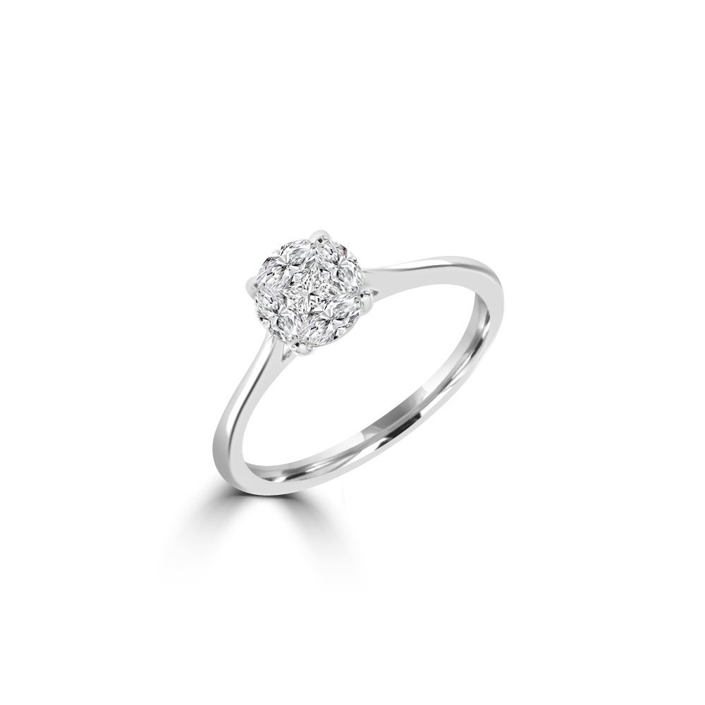 Diamond Round Cluster Ring (S)