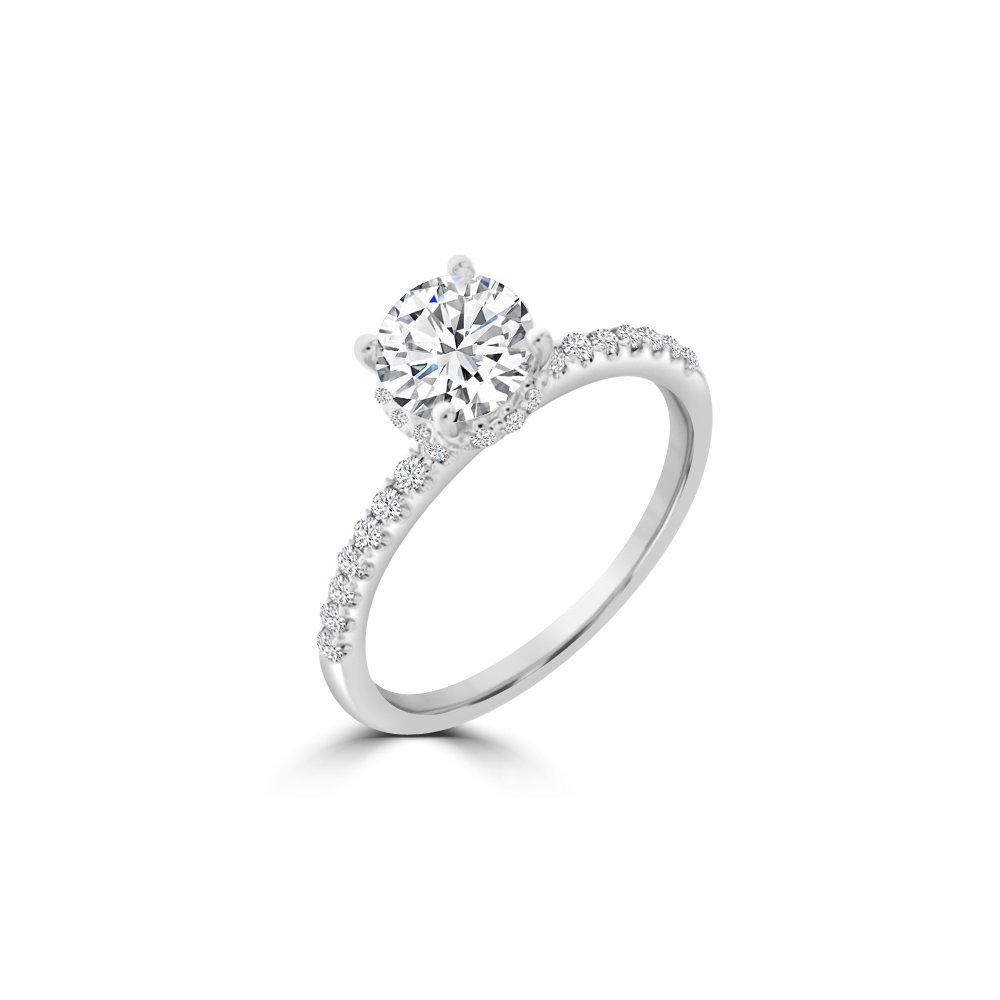 Diamond Classic Pavé Engagement Ring in 18K White Gold