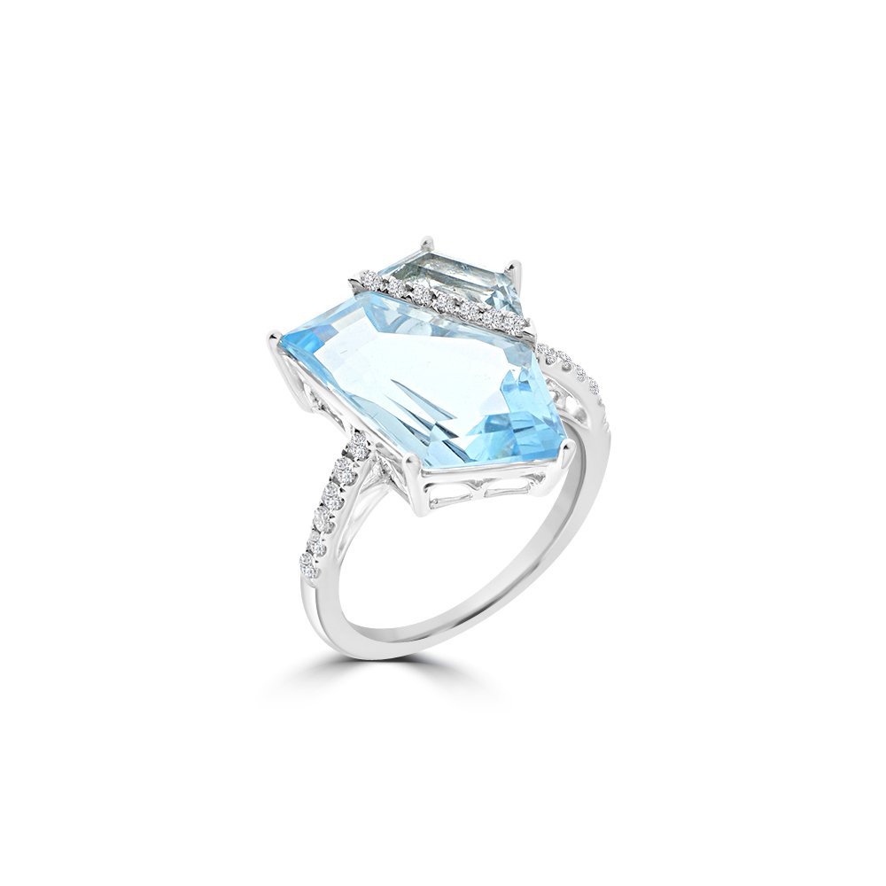 Blue Topaz Diamond Cocktail Ring