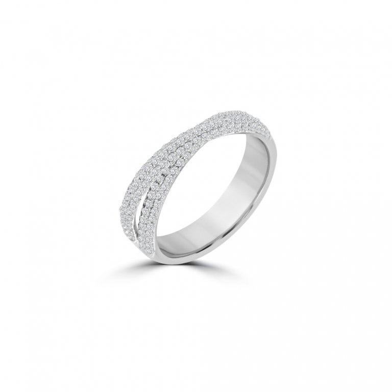 Diamond Pavé Criss Cross Ring in 18K White Gold