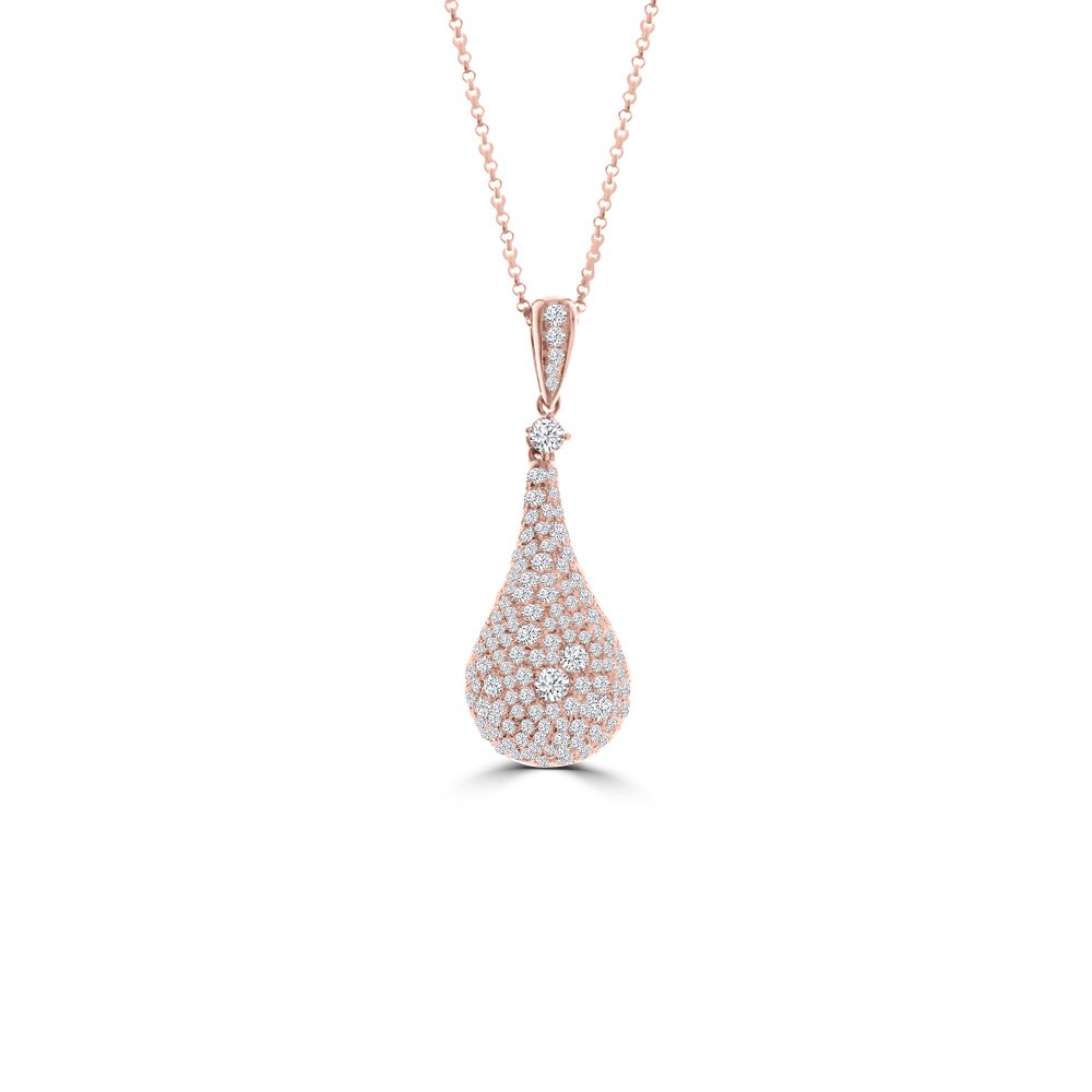 Diamond Pavé Droplet Pendant with Chain