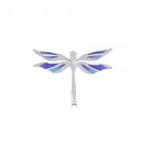 Diamond Enamel Dragonfly Brooch