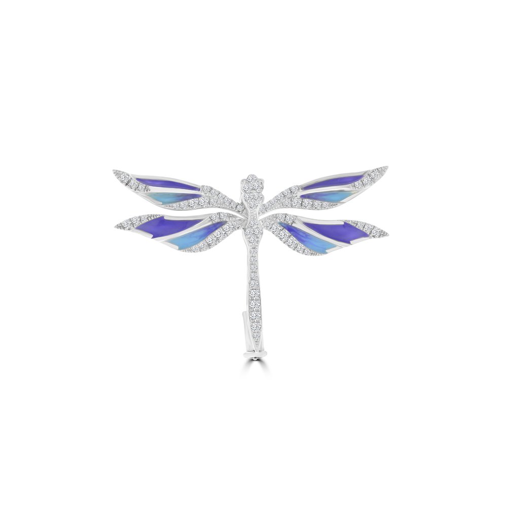 Diamond Enamel Dragonfly Brooch