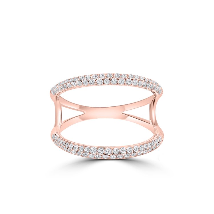 Diamond Double Row Dome Ring in 18K Rose Gold