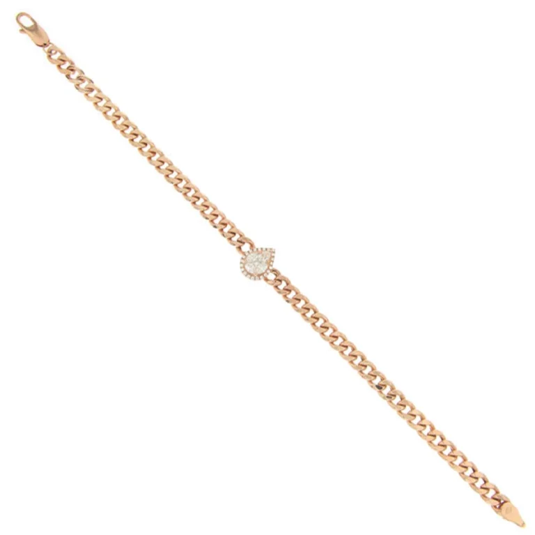 Diamond Curb Chain Bracelet in 18k Rose Gold