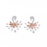 Diamond Swan Earrings in 18K White Gold, 18K Rose Gold