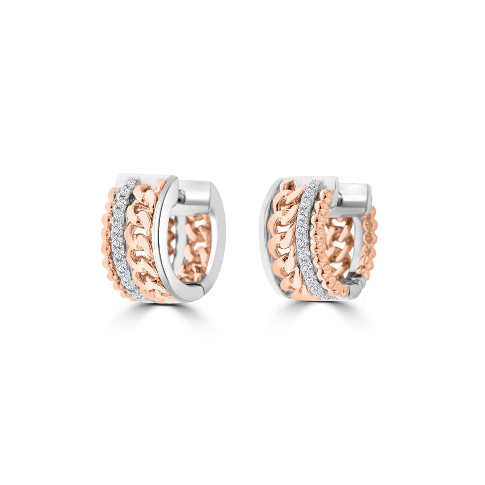 Diamond Curb Chain Huggie Earrings