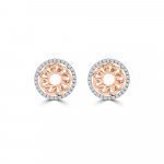 Diamond Curb Chain Open Circle Earrings in 18K White Gold, 18K Rose Gold