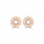 Diamond Curb Chain Open Circle Earrings in 18K Rose Gold