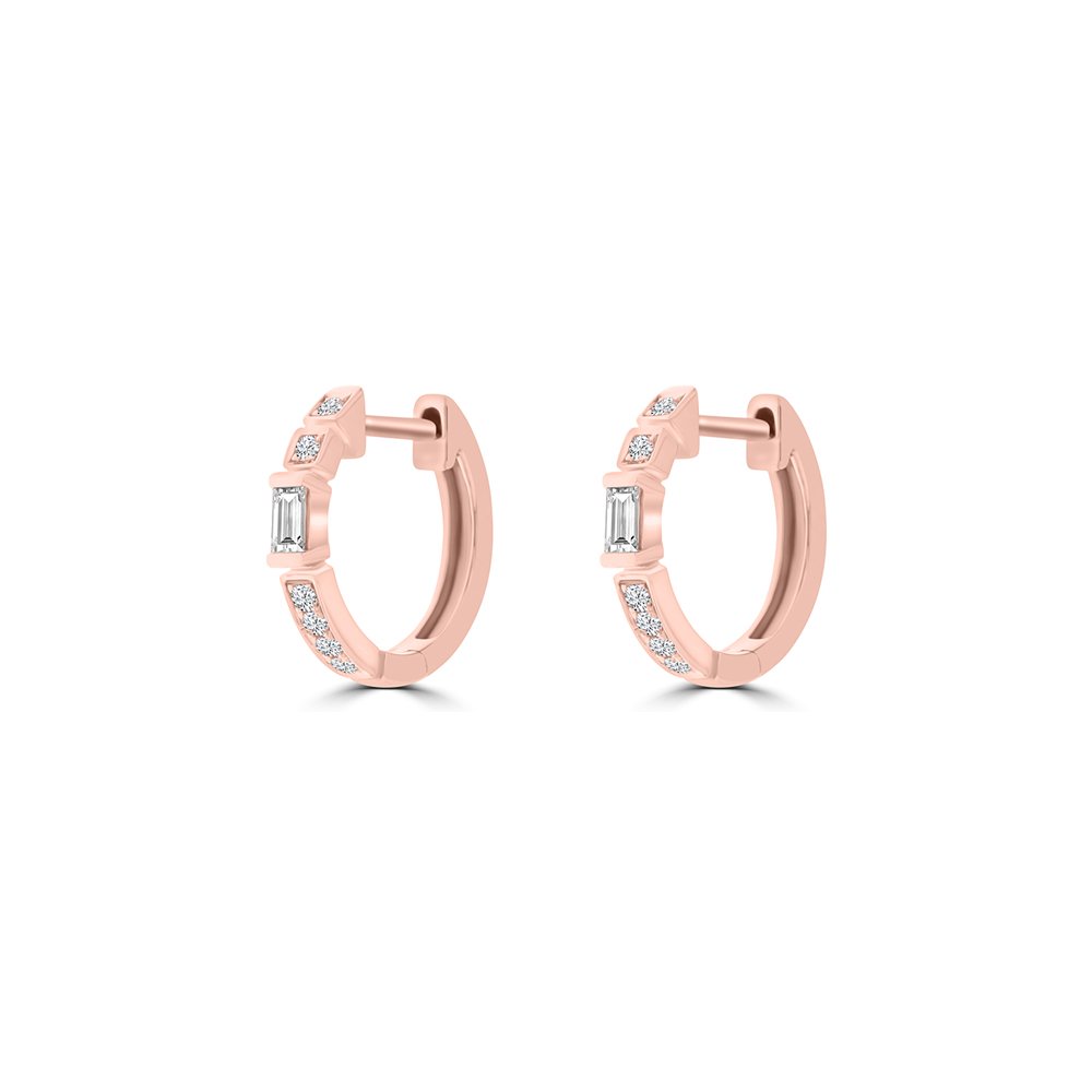 Baguette Diamond Huggie Earrings