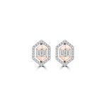 Diamond Polygon Stud Earrings in 18K White Gold, 18K Rose Gold