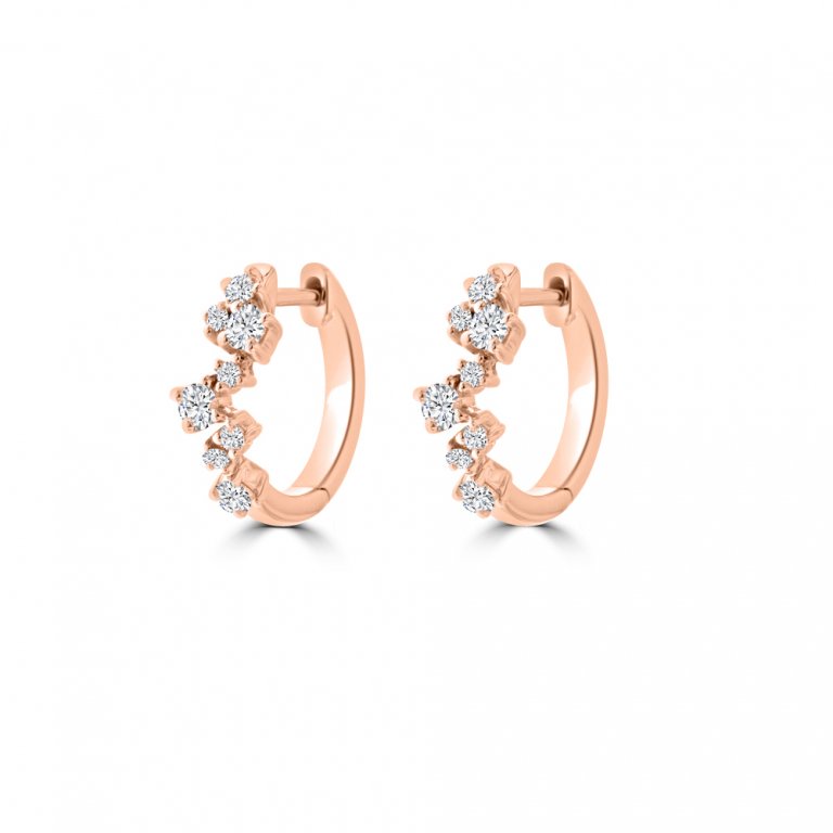 Diamond Sprinkle Cluster Huggie Earrings in 18K Rose Gold