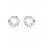 Diamond Triangle Pattern Fancy Halo Stud Earrings in 18K White Gold, 18K Rose Gold