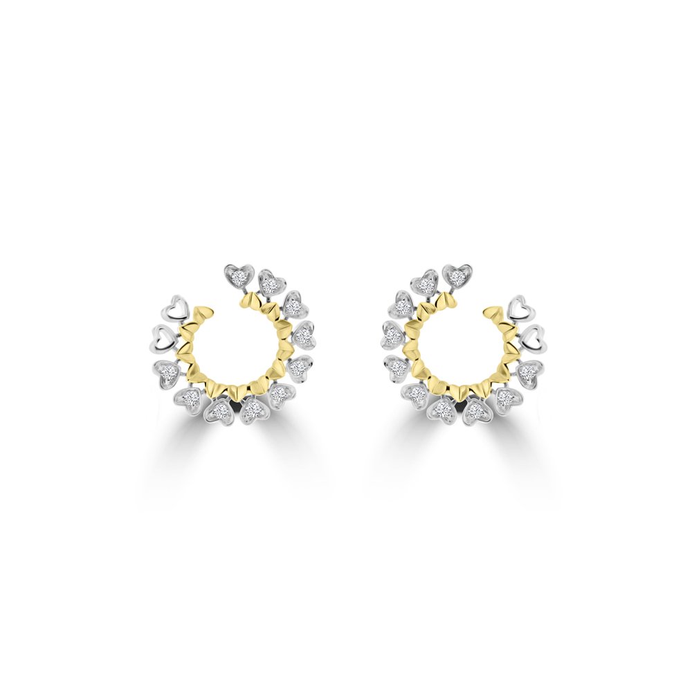 Diamond Heart Pattern Fancy Halo Front Hoop Earrings