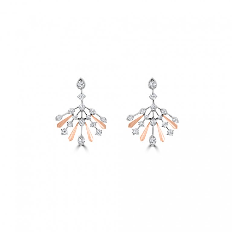 Diamond Starlight Chandelier Stud Earrings in 18K White Gold, 18K Rose Gold