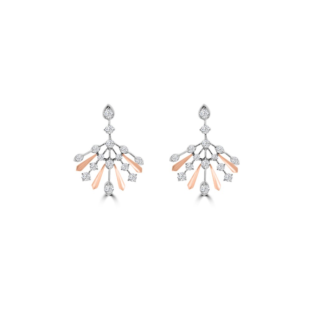 Diamond Starlight Chandelier Stud Earrings in 18K White Gold, 18K Rose Gold