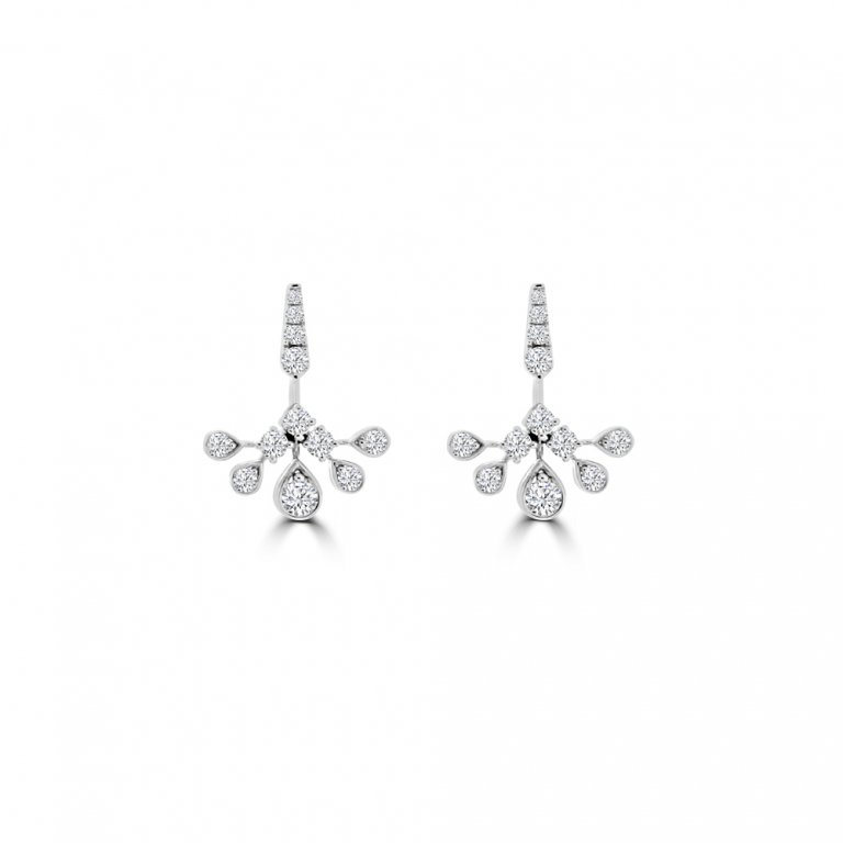 Diamond Starlight Chandelier Stud Earrings in 18K White Gold